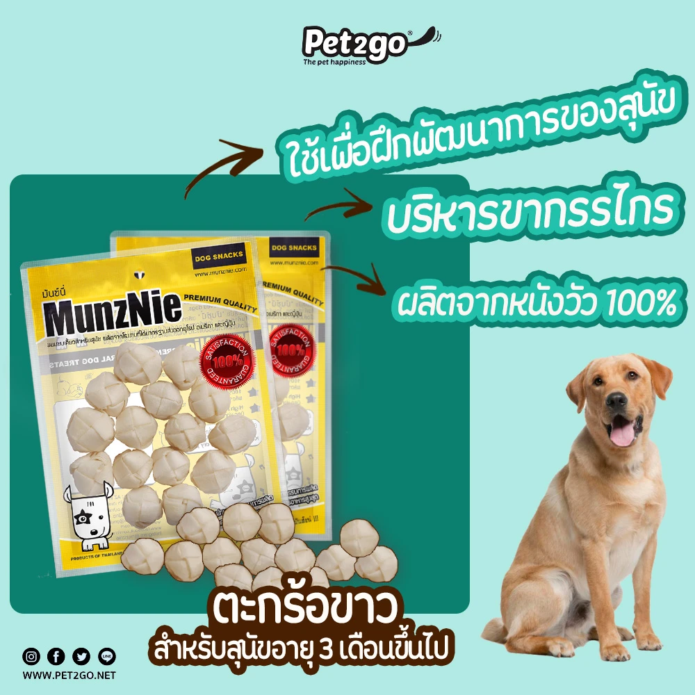 MunzNie Snack Dog White knitted ball
