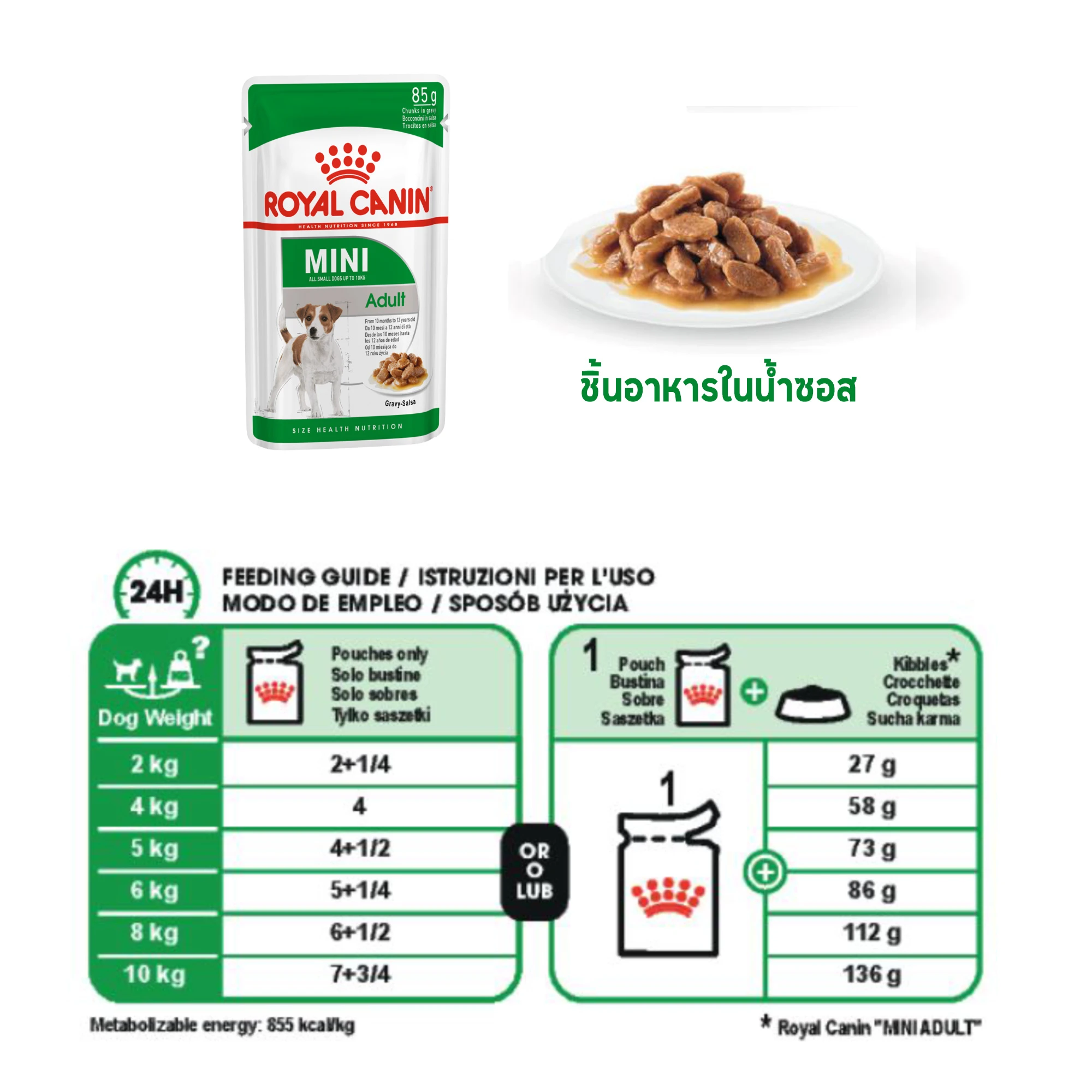 Royal Canin อาหารเปียกสุนัข สูตร Mini Adult สำหรับสุนัขโต พันธุ์เล็ก อายุ 1 ปีขึ้นไป 85 กรัม