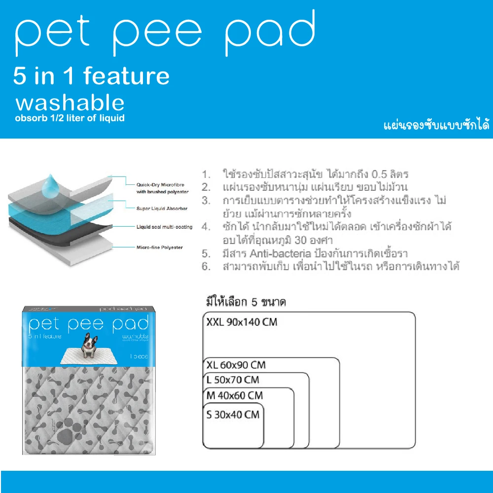Pet Pee Pad แผ่นรองซับซักได้