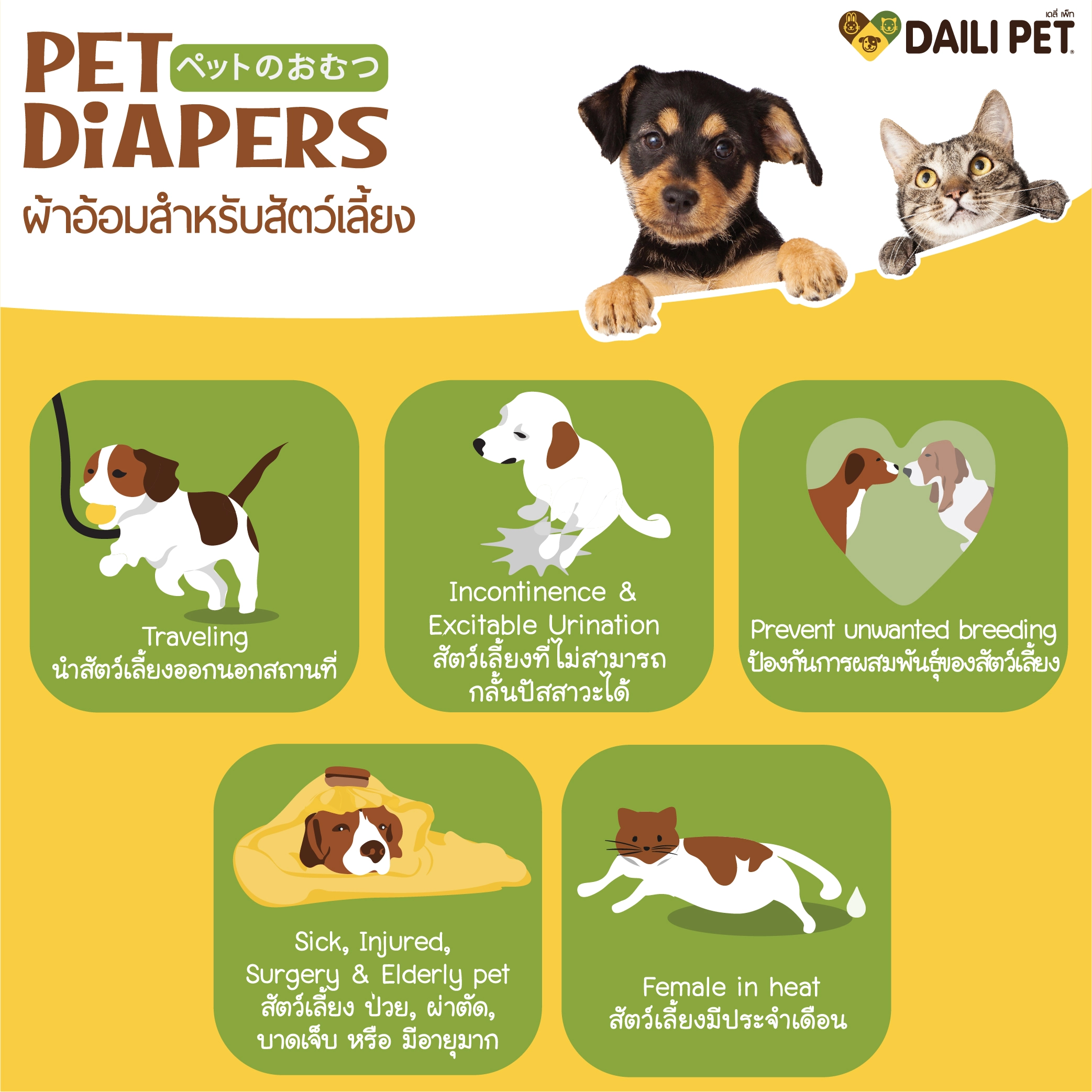 Daili Pet ผ้าอ้อมสำหรับสัตว์เลี้ยง