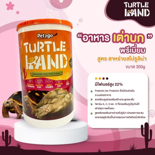 Turtle Land   อาหารเต่าบกพรีเมียม สูตรสาหร่ายสไปรูริน่า