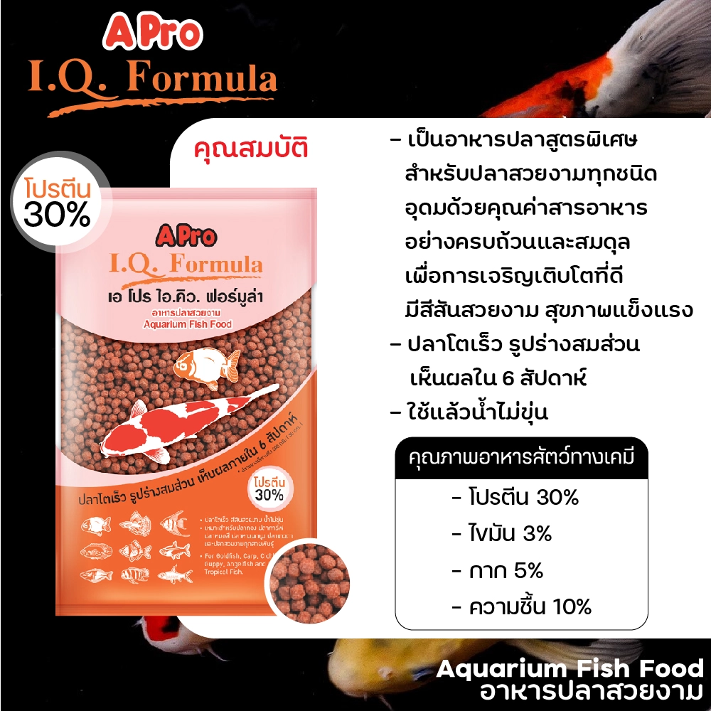 A Pro IQ สูตร อาหารปลา เม็ดแดง (สูตรเร่งสี)