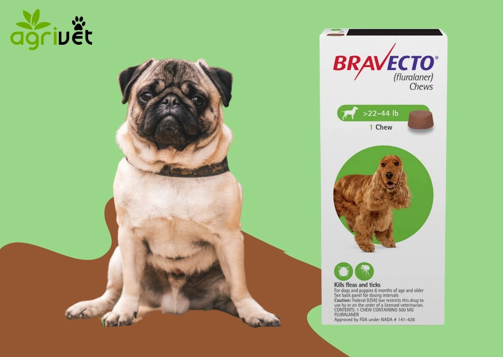 Bravecto ยากิน ป้องกันเห็บ หมัด สำหรับสุนัข (กล่องละ1เม็ด)