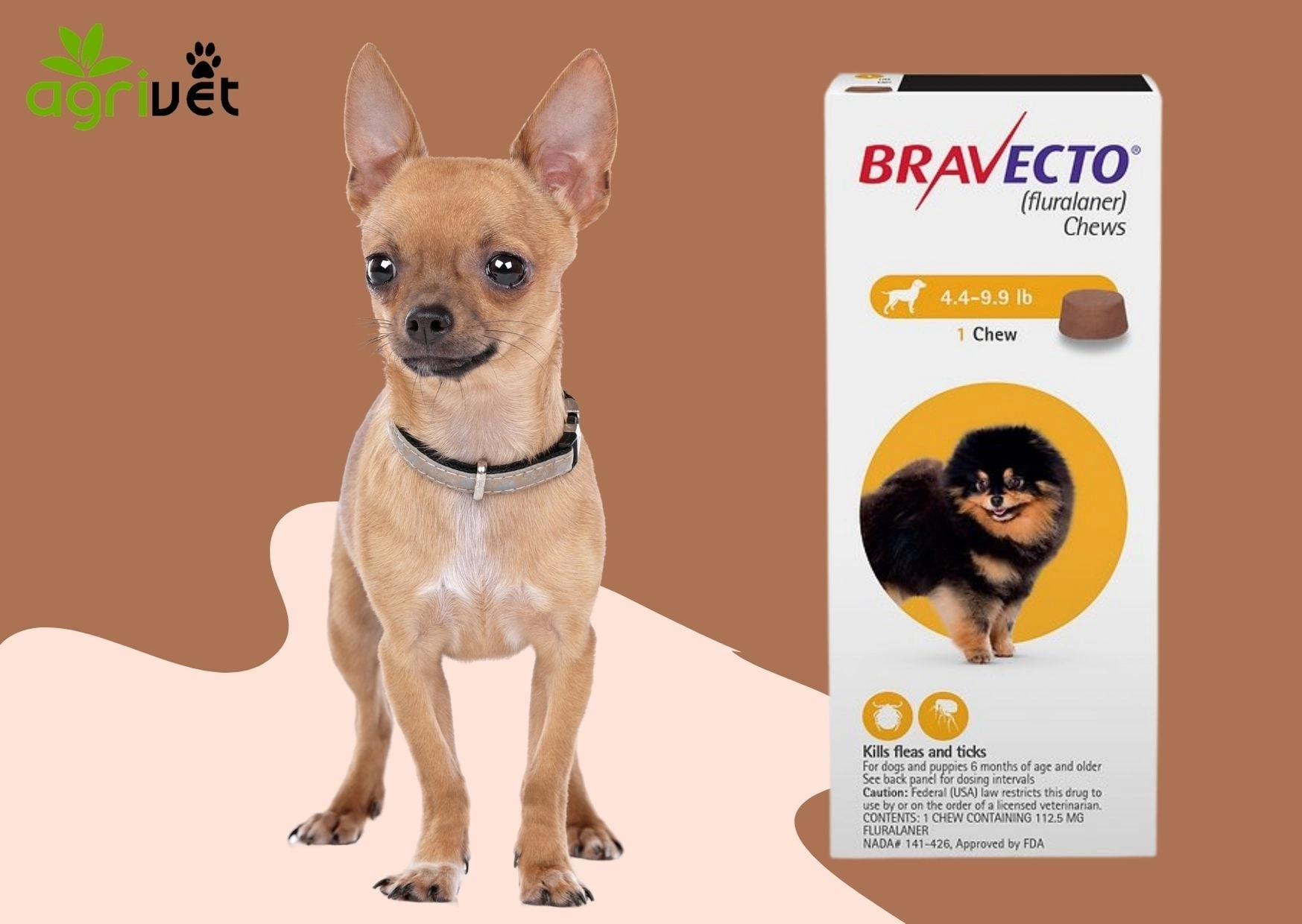 Bravecto ยากิน ป้องกันเห็บ หมัด สำหรับสุนัข (กล่องละ1เม็ด)