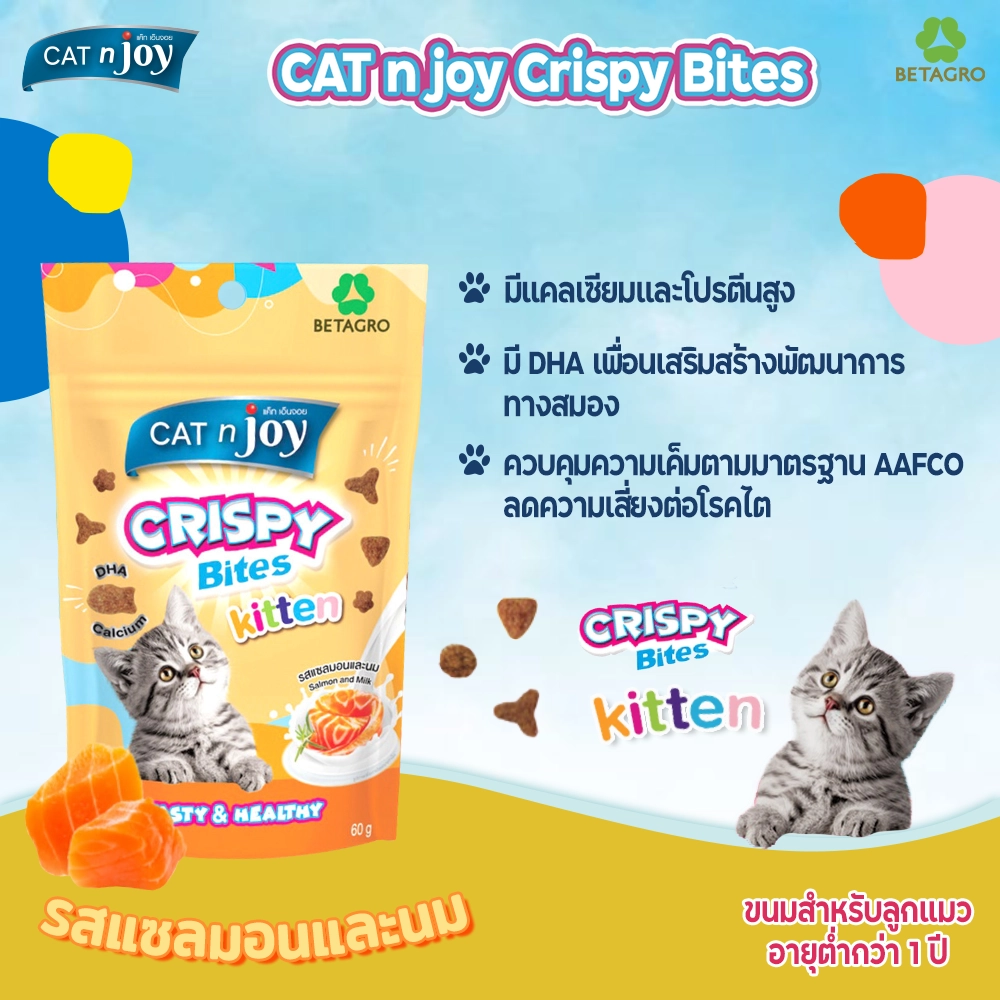Cat n Joy Crispy Bites 60 กรัม ขนมแมว สำหรับแมวทุกสายพันธุ์ทุกช่วงวัย