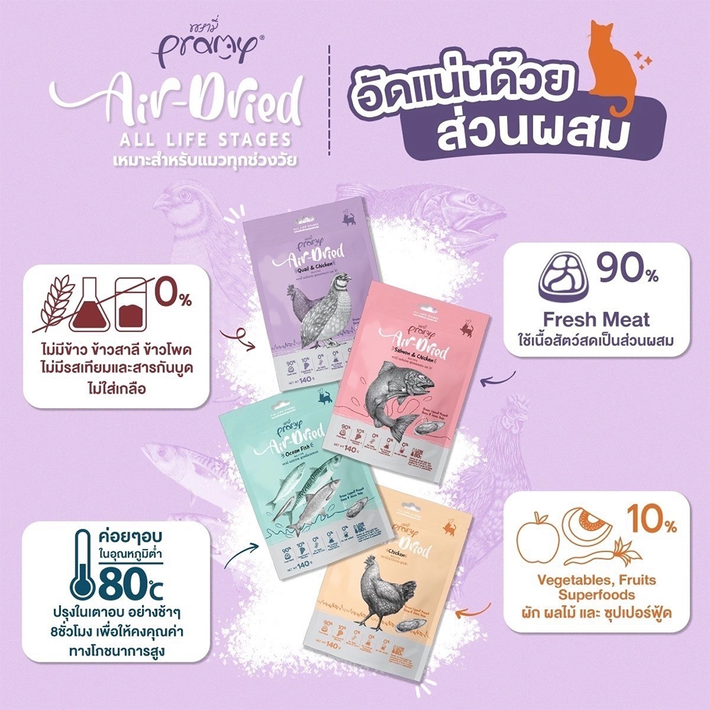 Pramy Air Dried ขนมแมวฟรีซดราย สำหรับแมวทุกสายพันธุ์ทุกช่วงวัย
