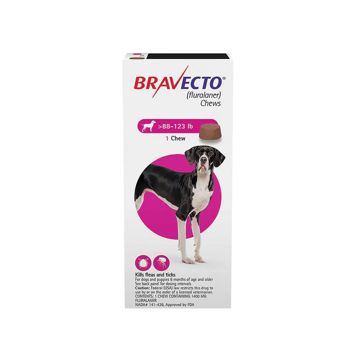 Bravecto ยากิน ป้องกันเห็บ หมัด สำหรับสุนัข (กล่องละ1เม็ด)