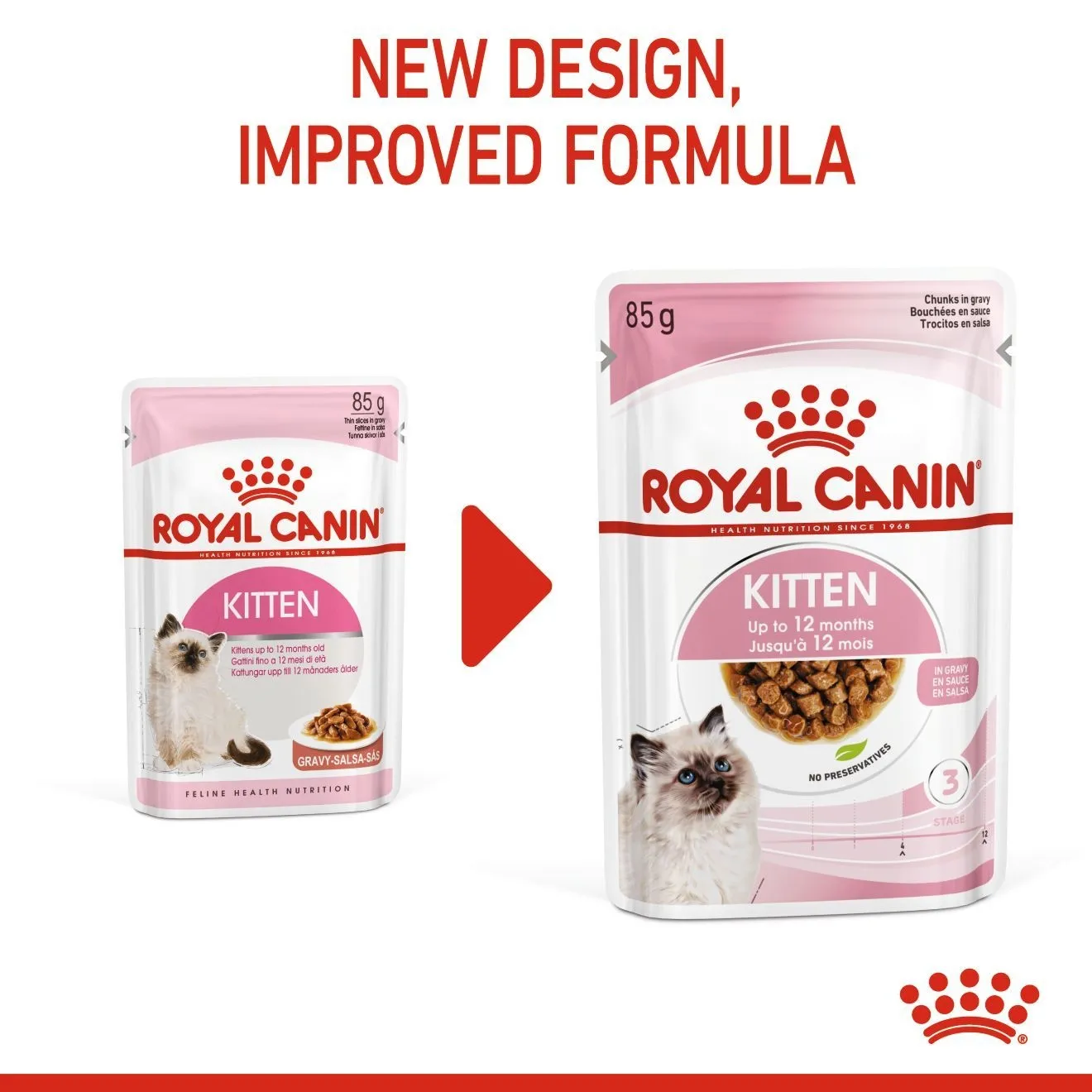 Royal Canin อาหารเปียกแมว สูตร Kitten สำหรับลูกแมว อายุ 4 - 12 เดือน ชนิดซอง 85 กรัม