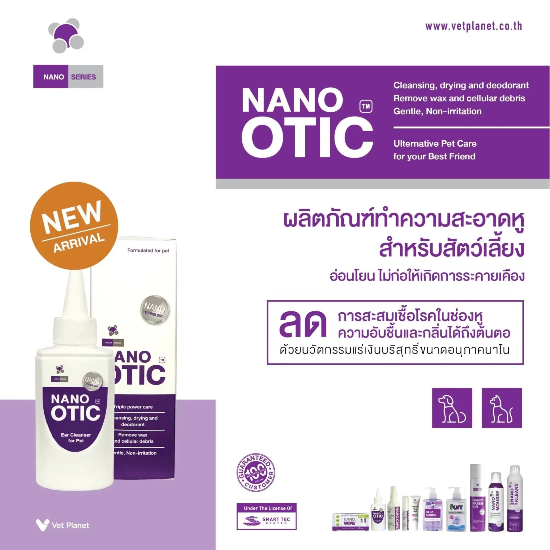 Nano Otic ear cleaning product For pets 120 ml.