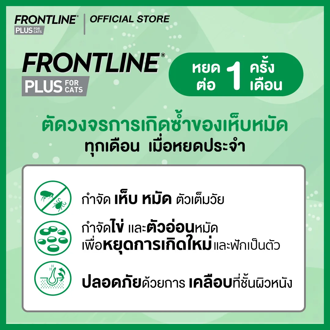 Frontline Plus ยาหยดป้องกัน เห็บ หมัด สำหรับแมว (ราคาต่อหลอด)