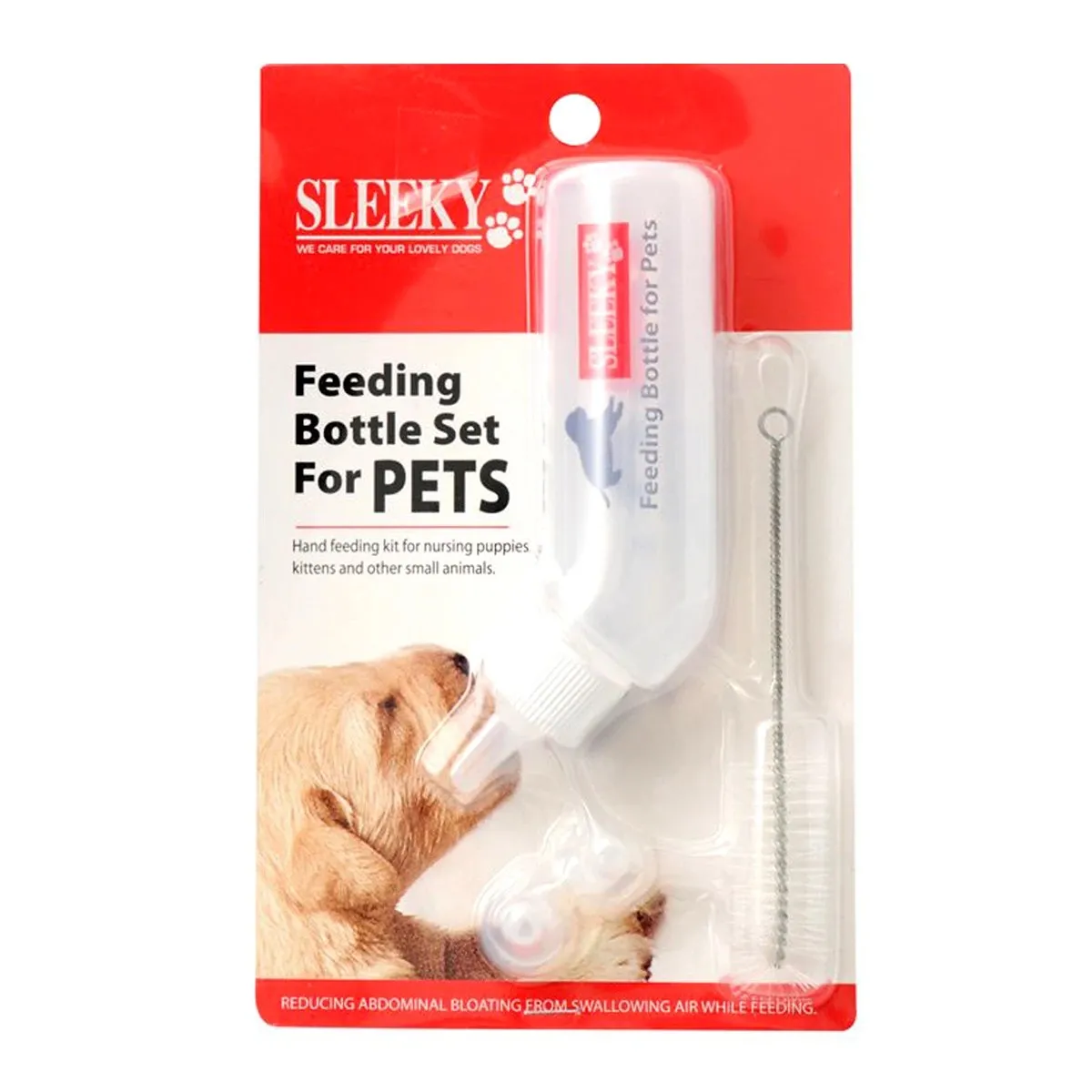 Curved feeding bottle for babies and cats